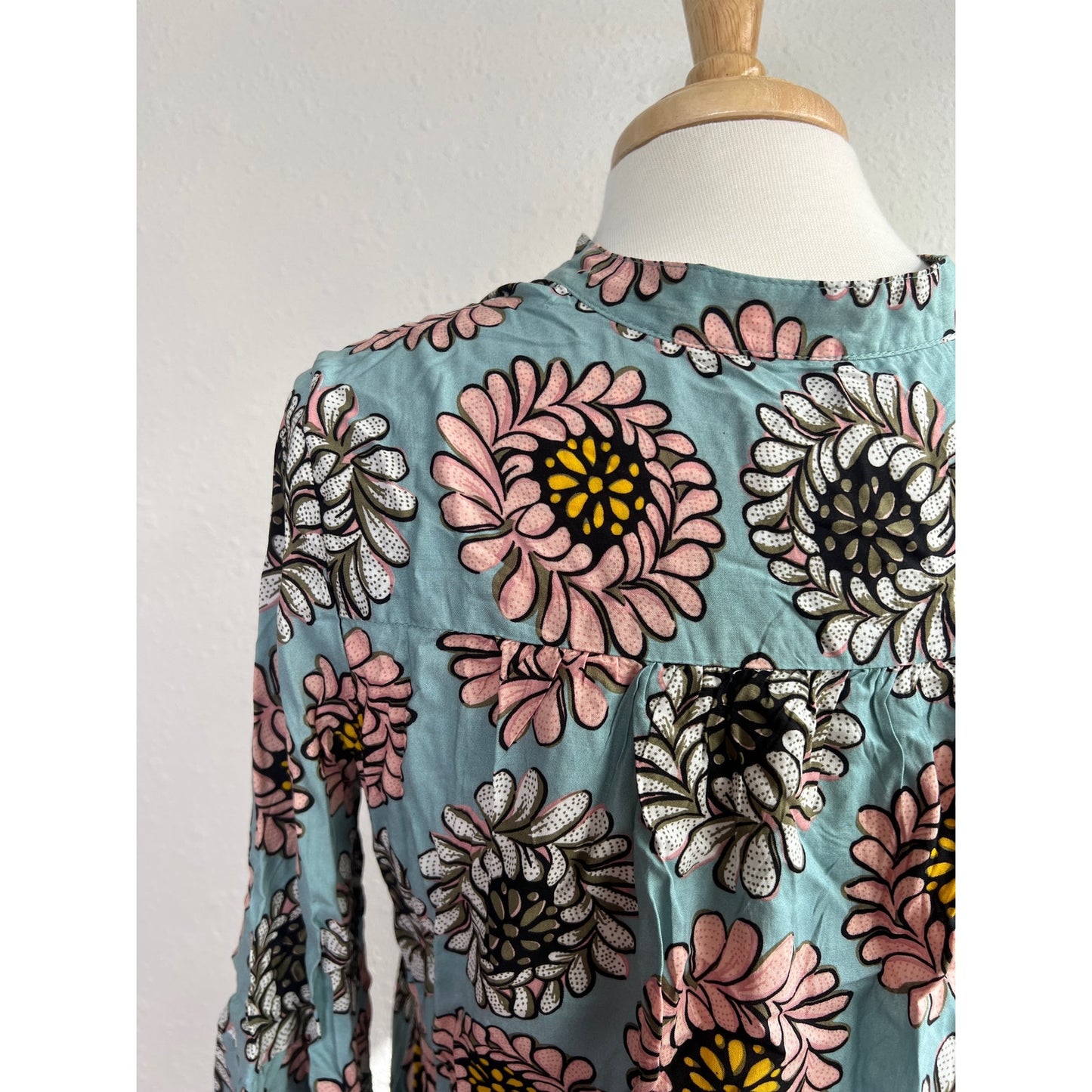 Loft Outlet Teal Floral Popover Top