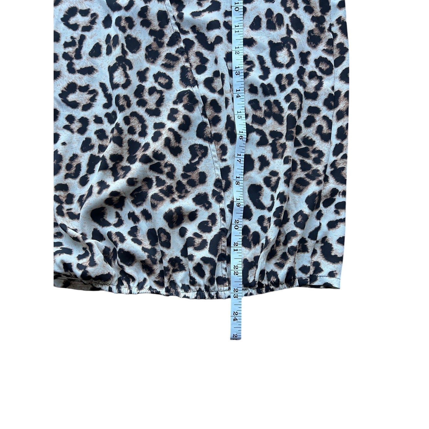 1.State Leopard Print Faux Wrap Surplice Puff Sleeve Blouse