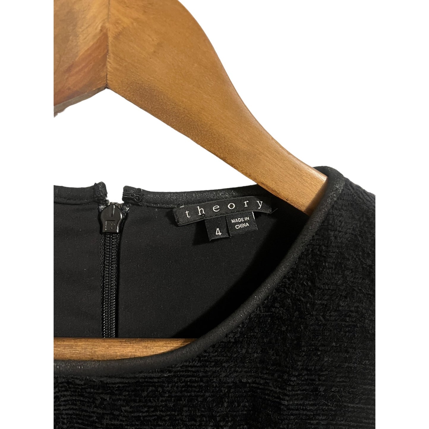 Theory Black Wool Blend Textured Sleeveless Drop Waist Dress