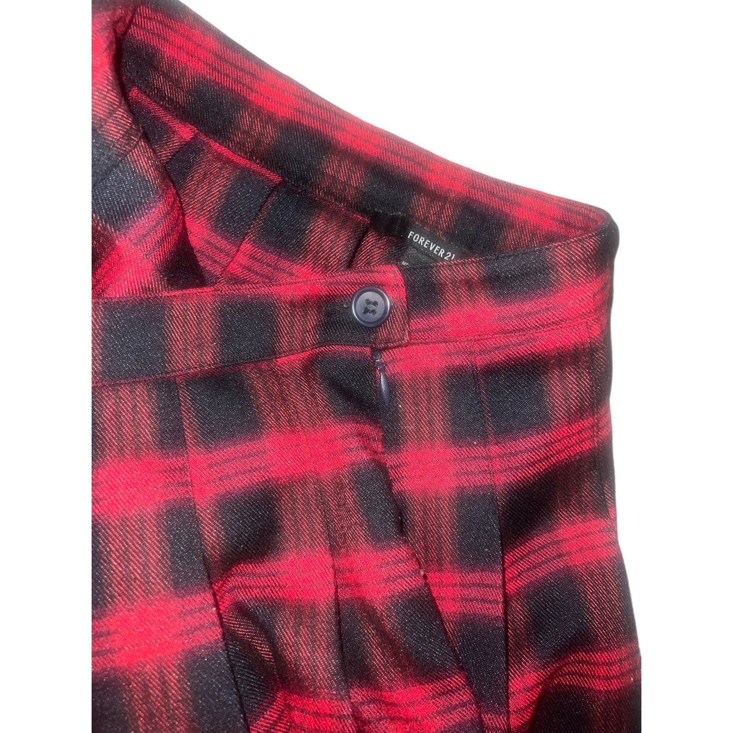 Forever 21 Red and Black Plaid Pleated Mini Skirt