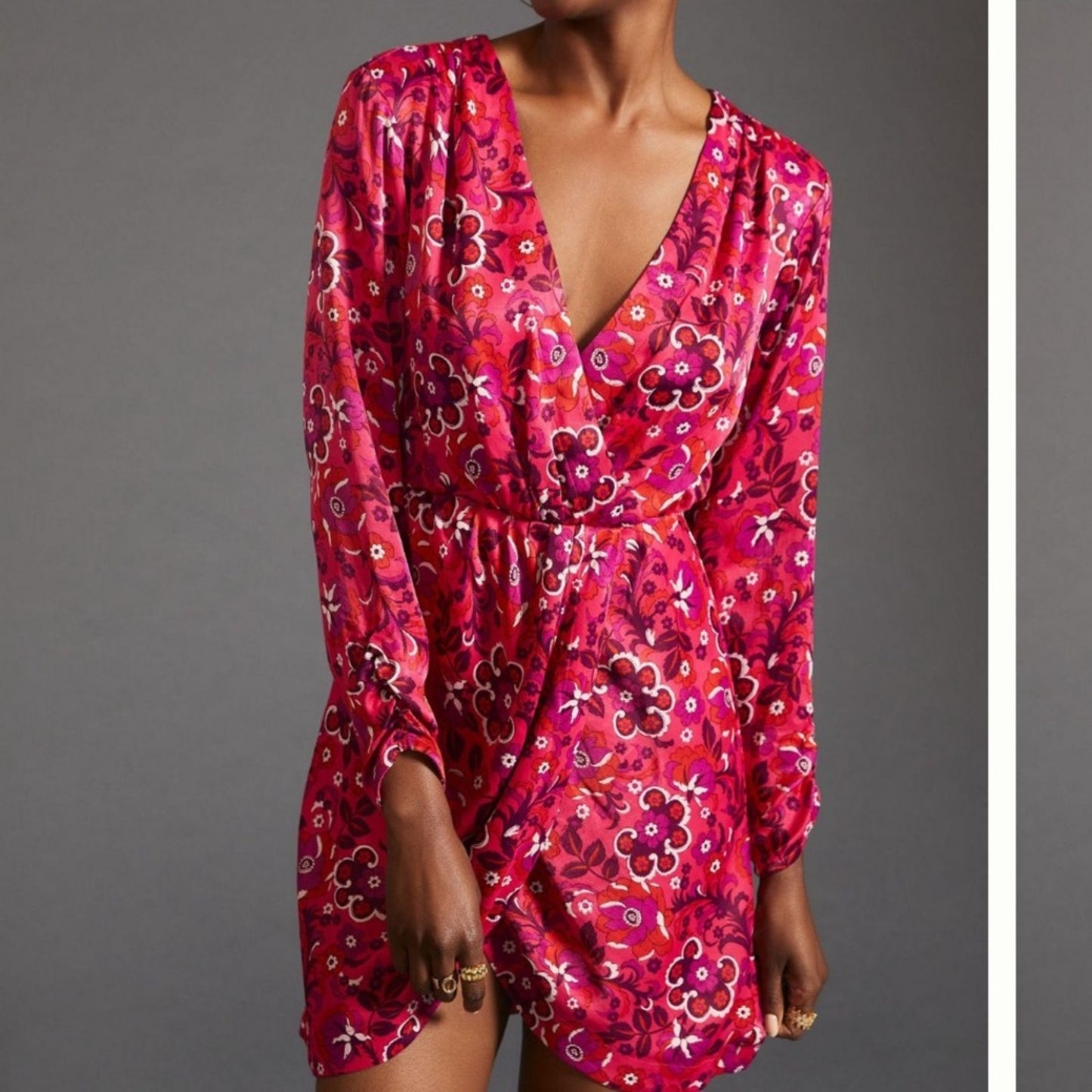 Pink Floral Maeve Wrap Mini Dress Size S