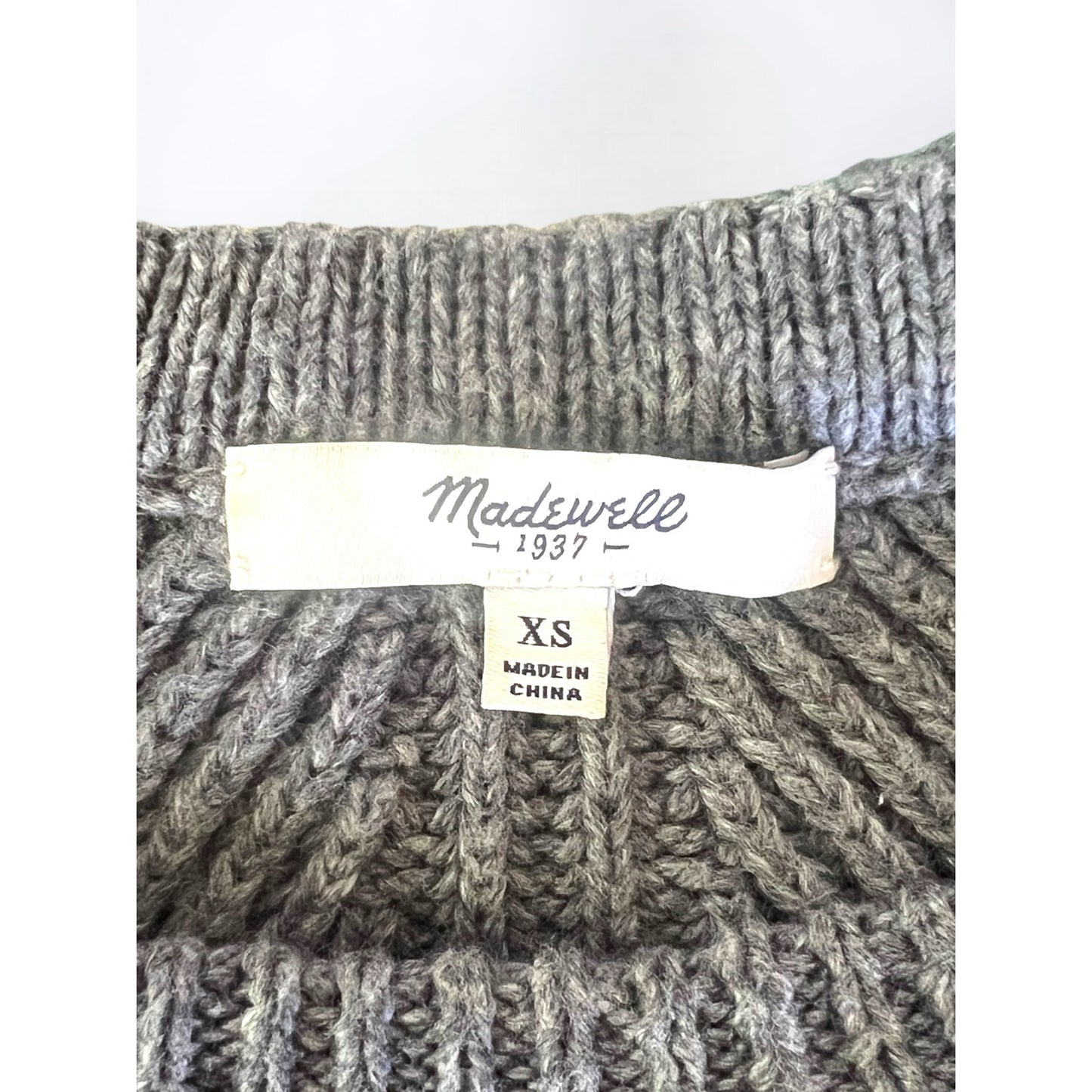 Women's Madewell Gray Cotton Blend Knit Preowned Sweater