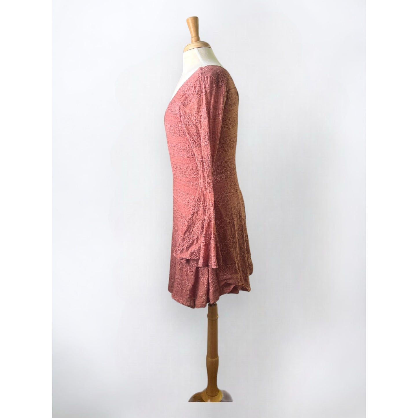 Alya Mauve Textured Long Sleeve Mini Dress - Size Medium