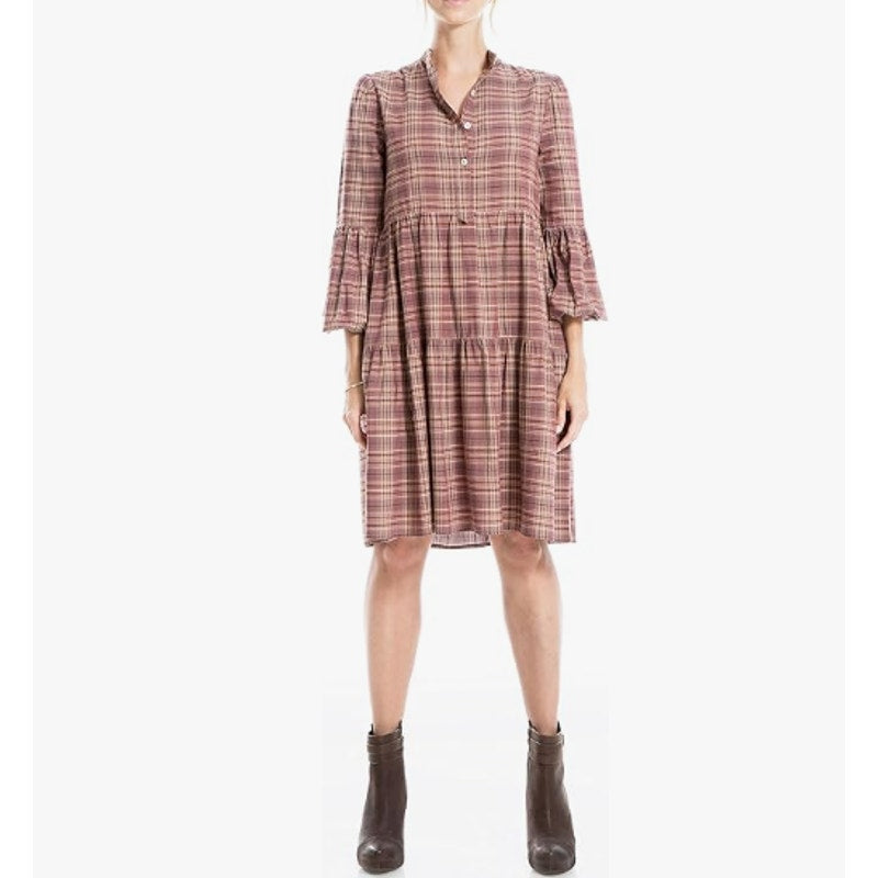 Max Studio Women's Rayon Balloon Sleeve Short Dress in Rust