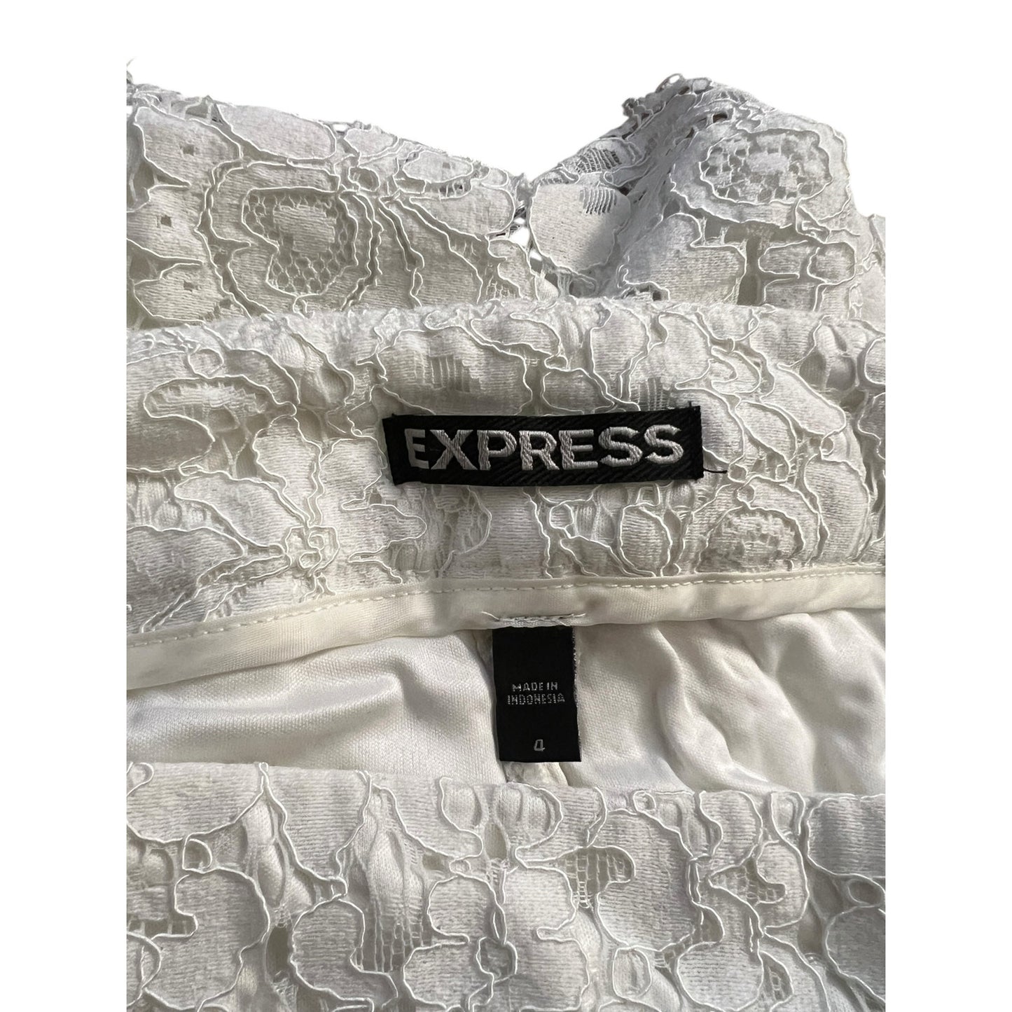Express White High Waisted Lace Shorts