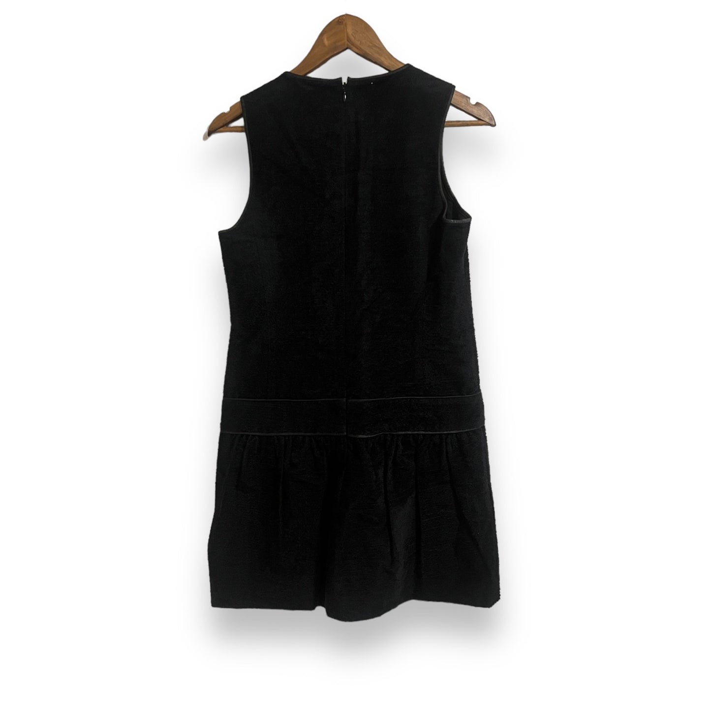 Theory Black Wool Blend Textured Sleeveless Drop Waist Dress