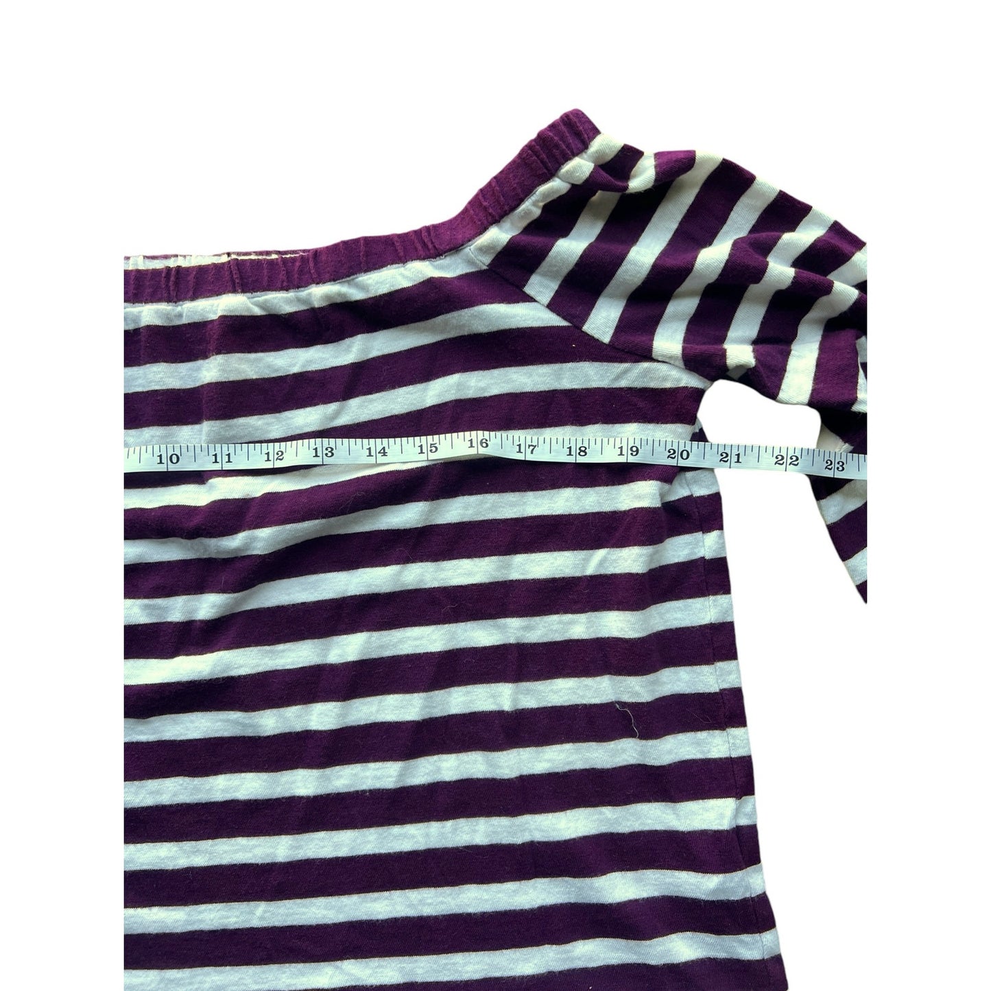J. Crew Factory Maroon and White Striped Cotton Top