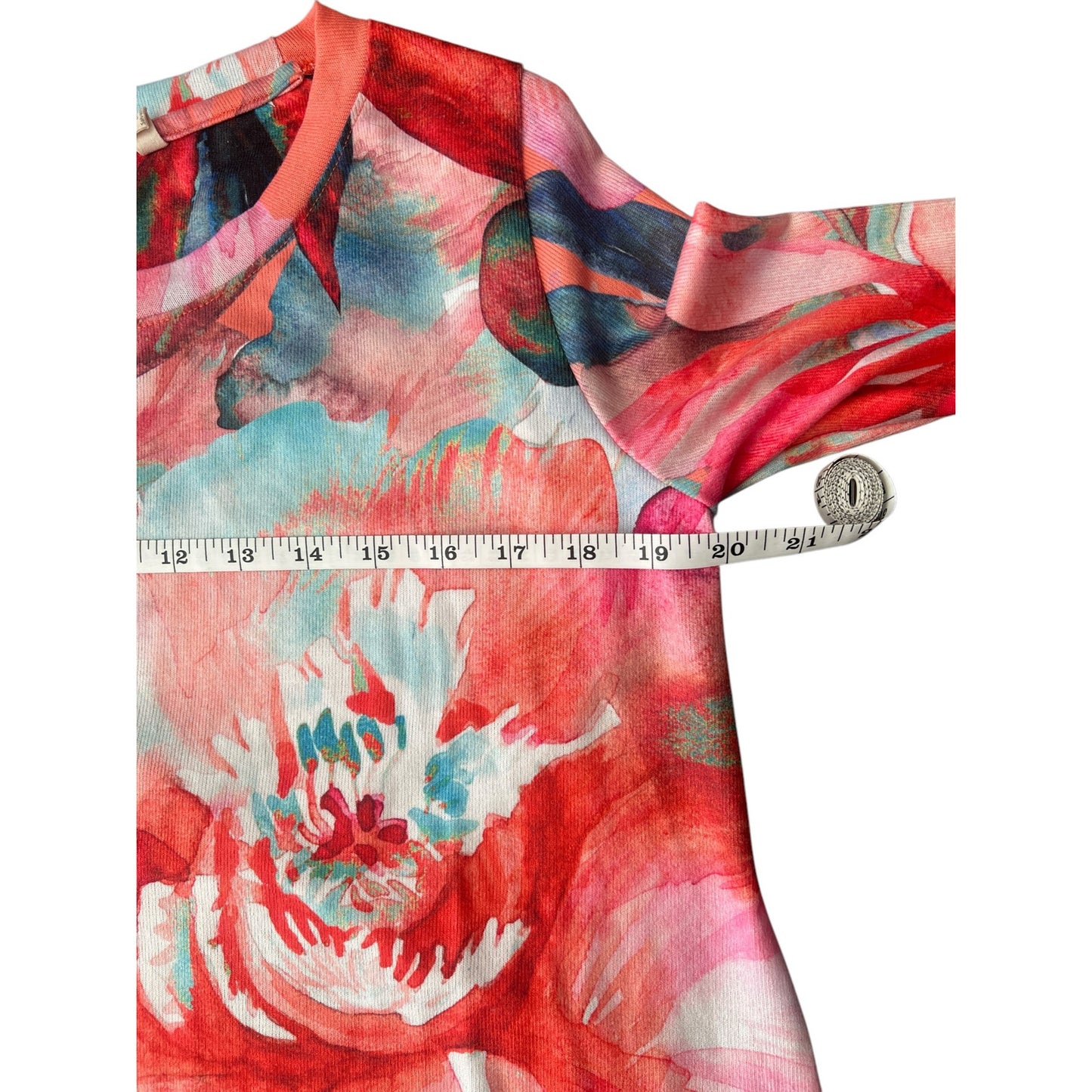 Soft Surroundings Color Watercolor Floral 3/4 Sleeve Sweater