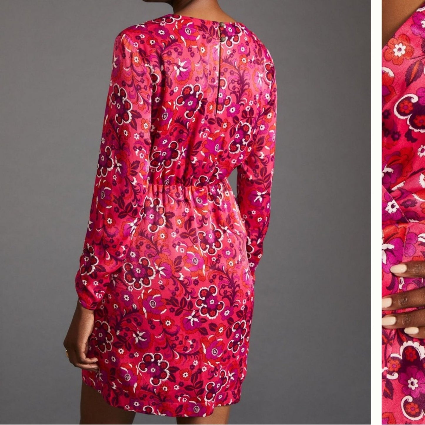 Pink Floral Maeve Wrap Mini Dress Size S