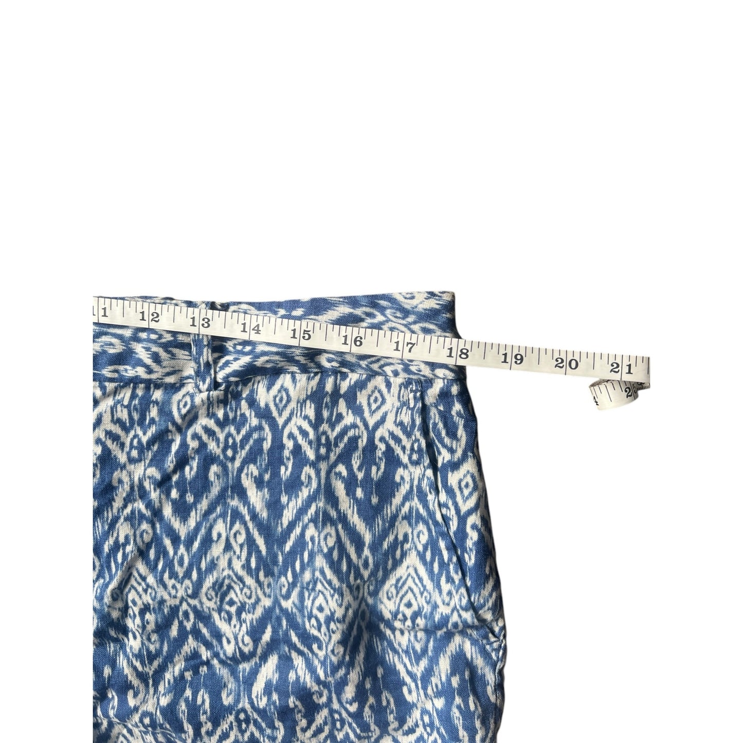 NWT Cynthia Rowley Abstract Ikat Blue Linen Shorts