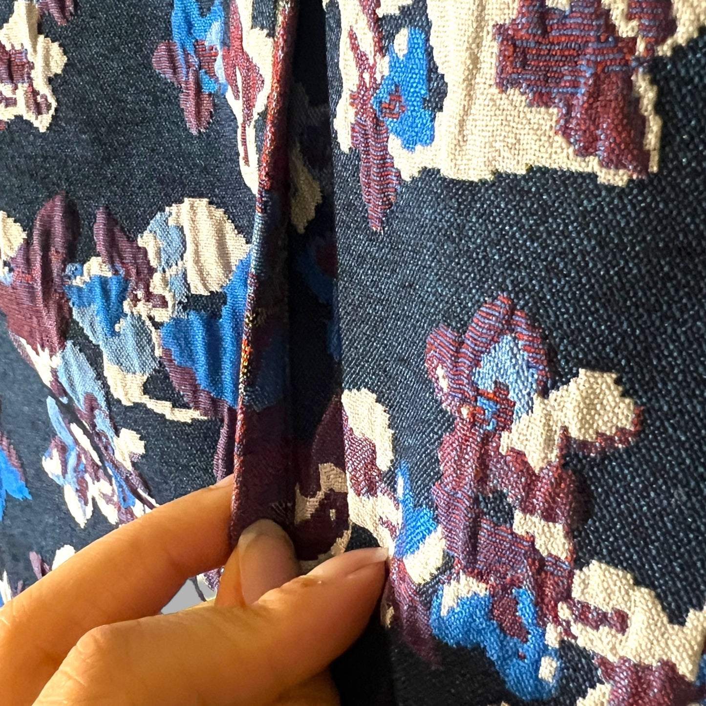 Anthropologie Cardana Maeve Blue Jacquard Floral Pencil Skirt