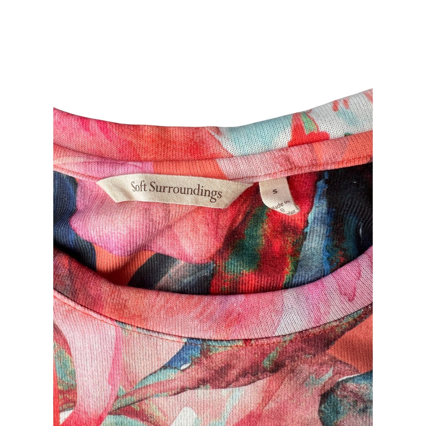 Soft Surroundings Color Watercolor Floral 3/4 Sleeve Sweater