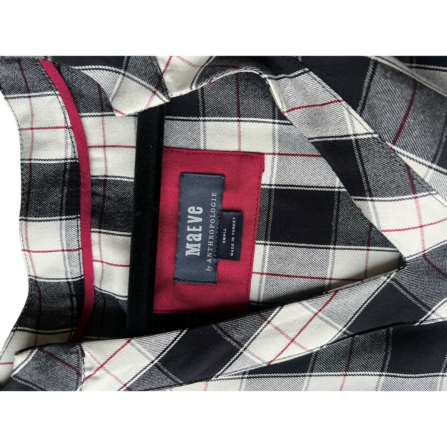 Anthropologie Amber Black & White Plaid Tiered Tunic Maeve