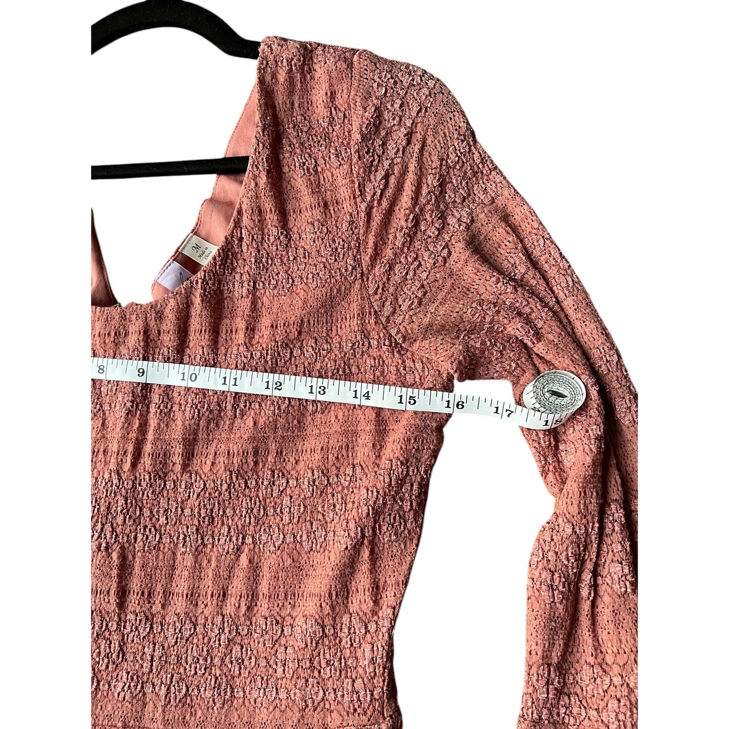 Alya Mauve Textured Long Sleeve Mini Dress - Size Medium