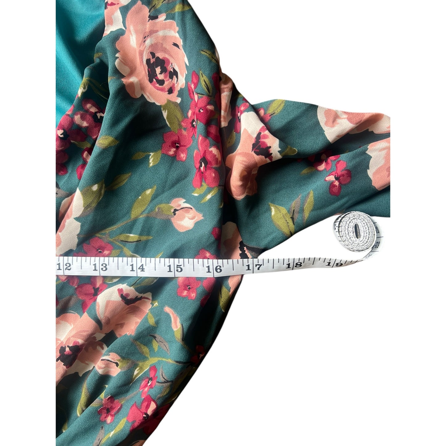 Everly Teal Floral Long Sleeve Romper - Size Small