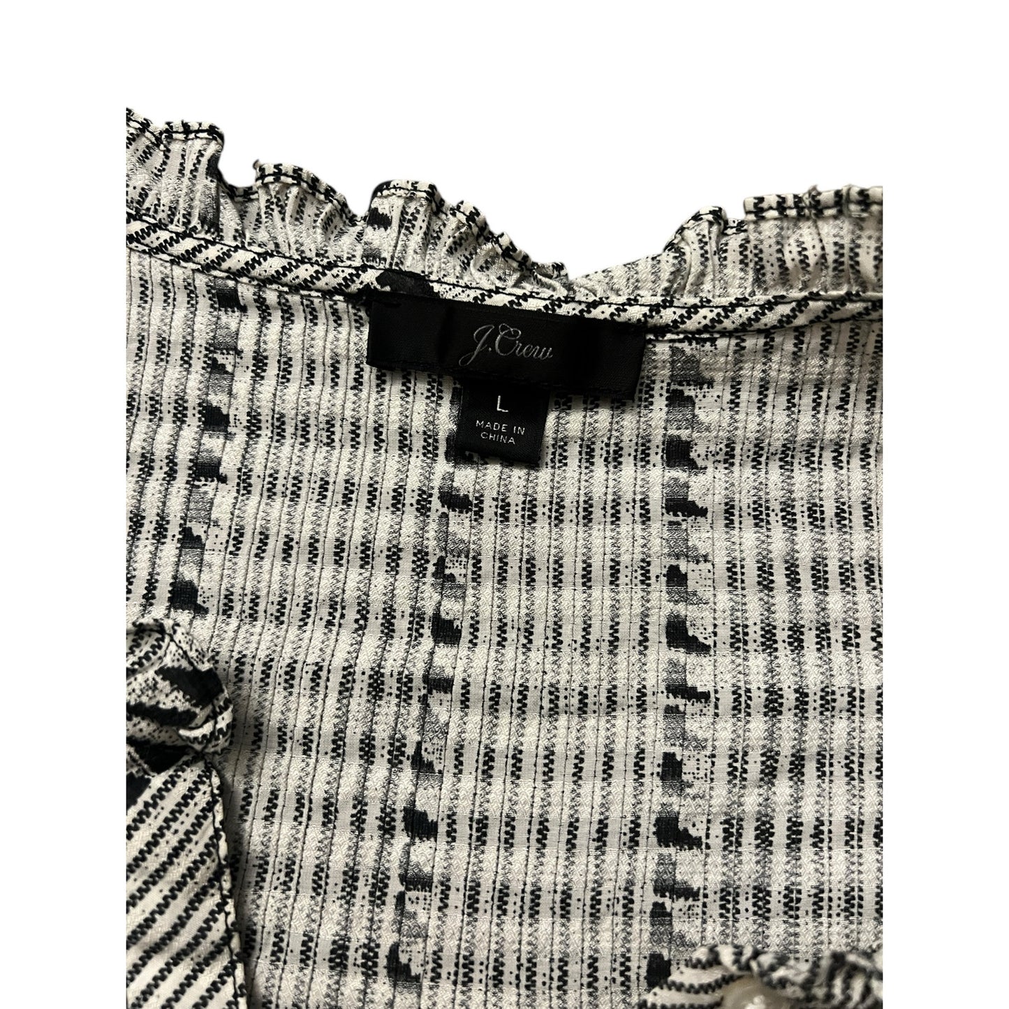 J. Crew Black and White Popover Peasant Blouse