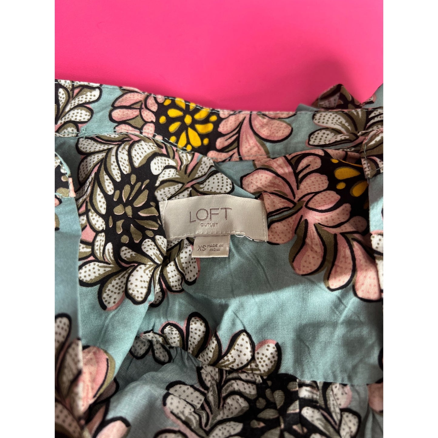 Loft Outlet Teal Floral Popover Top