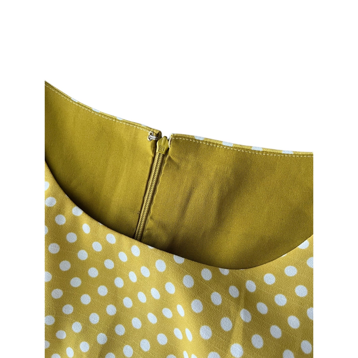Vintage Mustard Yellow Polka Dot Fit & Flare Dress Retro Sleeveless Bow Size 8