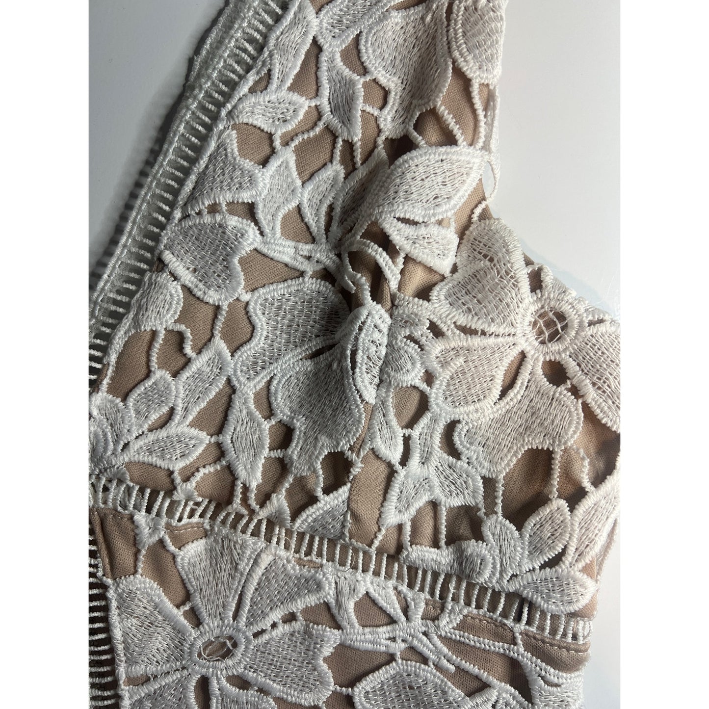 Necessary Objects Nude and White Lace Dress