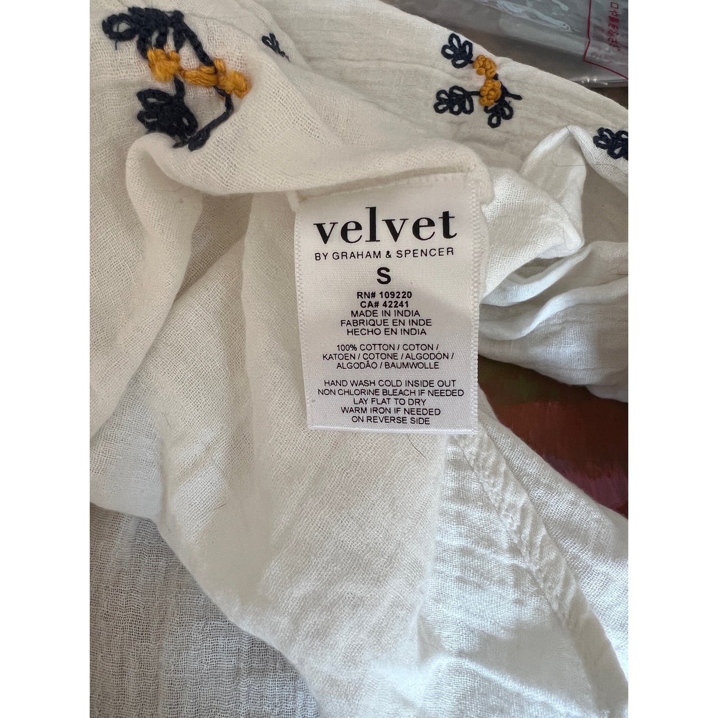 Velvet by Graham & Spence White Embroidered Peasant Top