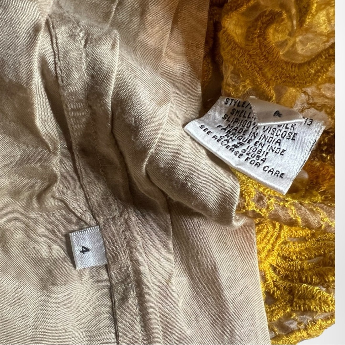 Mustard Anthropologie Honeycomb Lace Dress by Yoana Baraschi Size 4