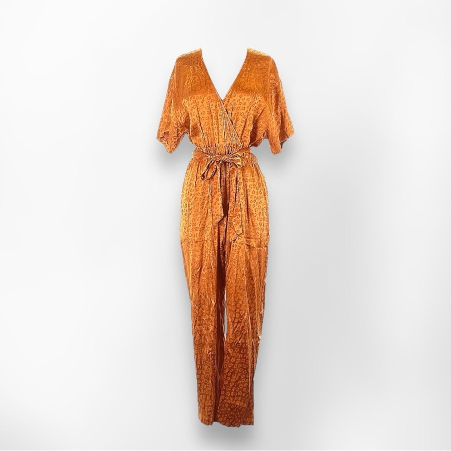 Joie Revolve Copper Animal Print Satin Jumpsuit Size S