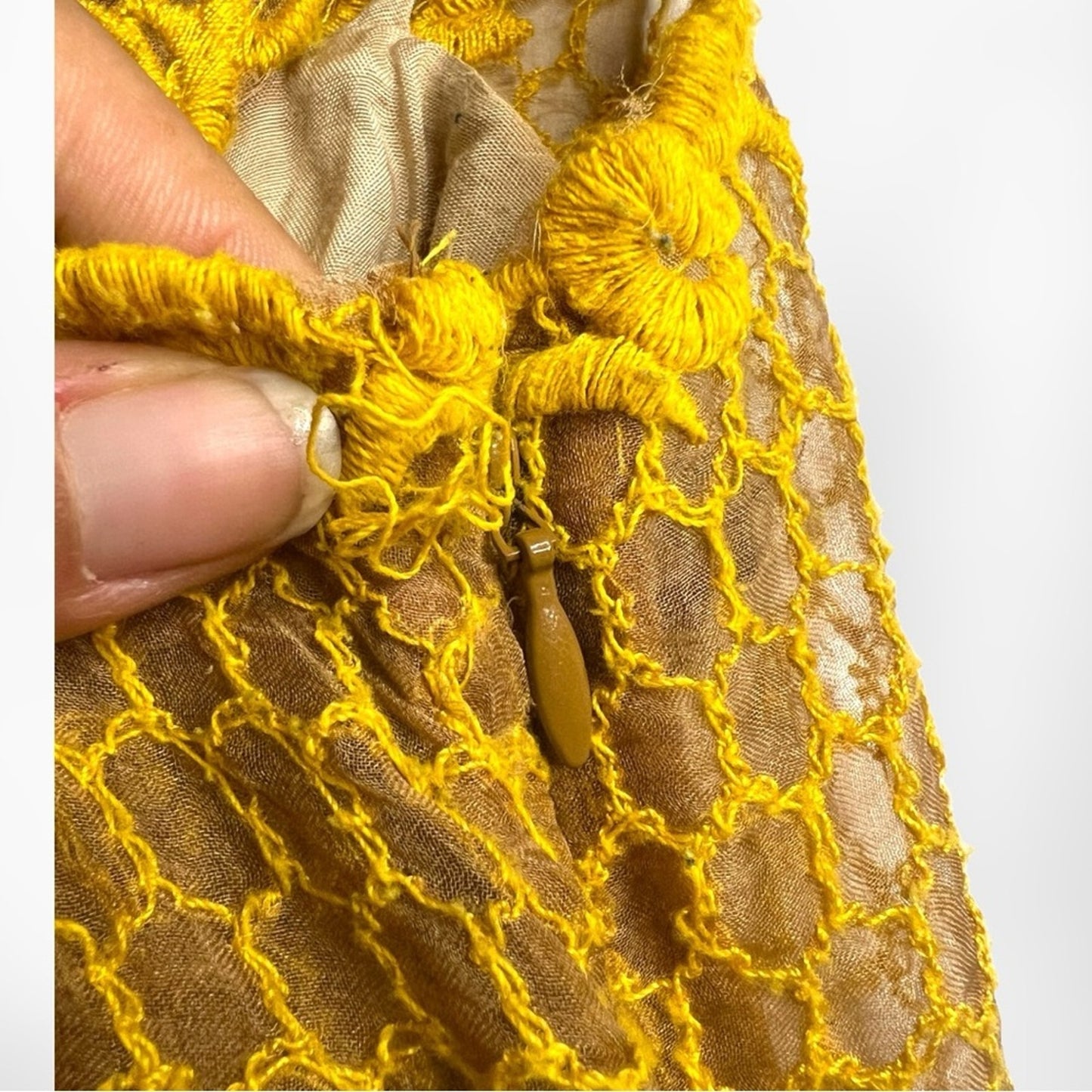 Mustard Anthropologie Honeycomb Lace Dress by Yoana Baraschi Size 4