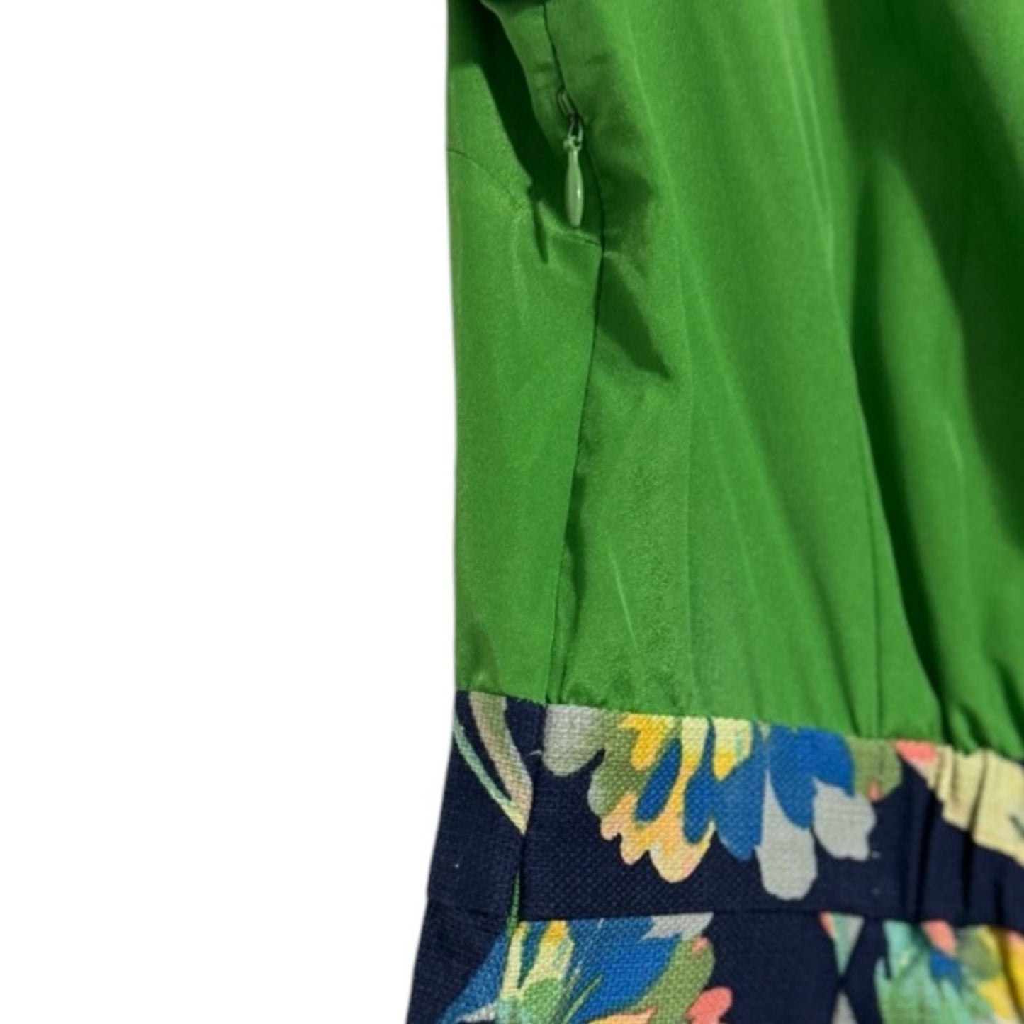 Tabitha Anthropologie Elland Green Navy Blue Floral Tie Neck Sheath Dress 8P