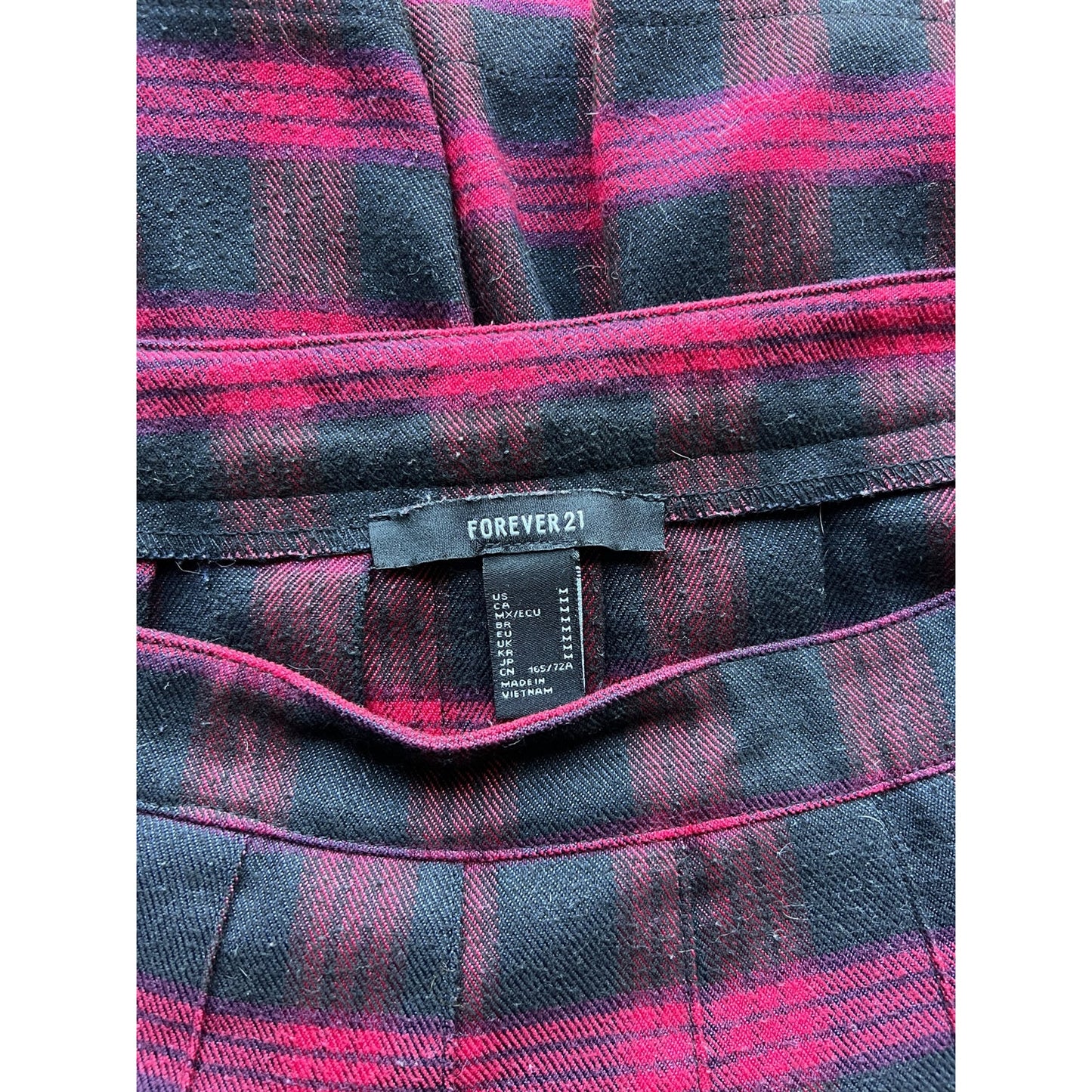 Forever 21 Red and Black Plaid Pleated Mini Skirt