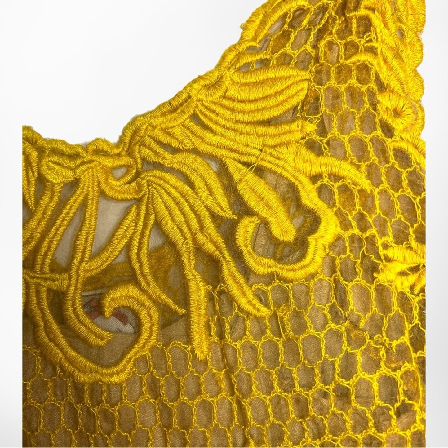 Mustard Anthropologie Honeycomb Lace Dress by Yoana Baraschi Size 4