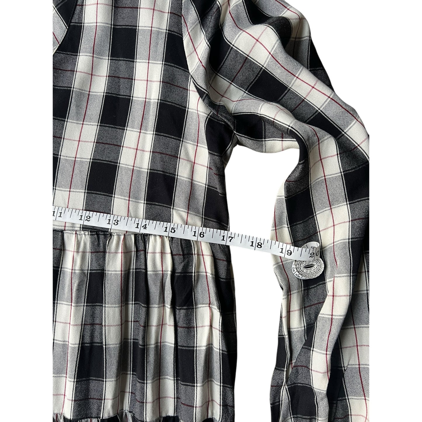 Anthropologie Amber Black & White Plaid Tiered Tunic Maeve