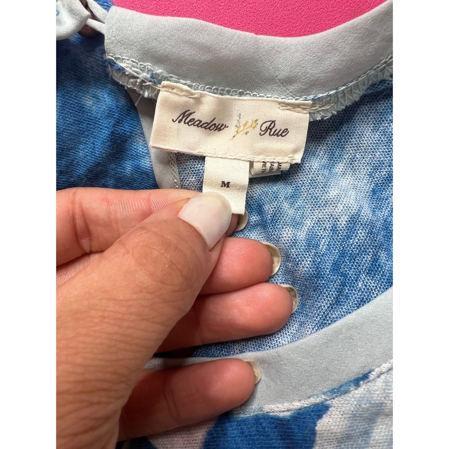 Anthropologie Meadow Rue Blue Watercolor Floral Sweater