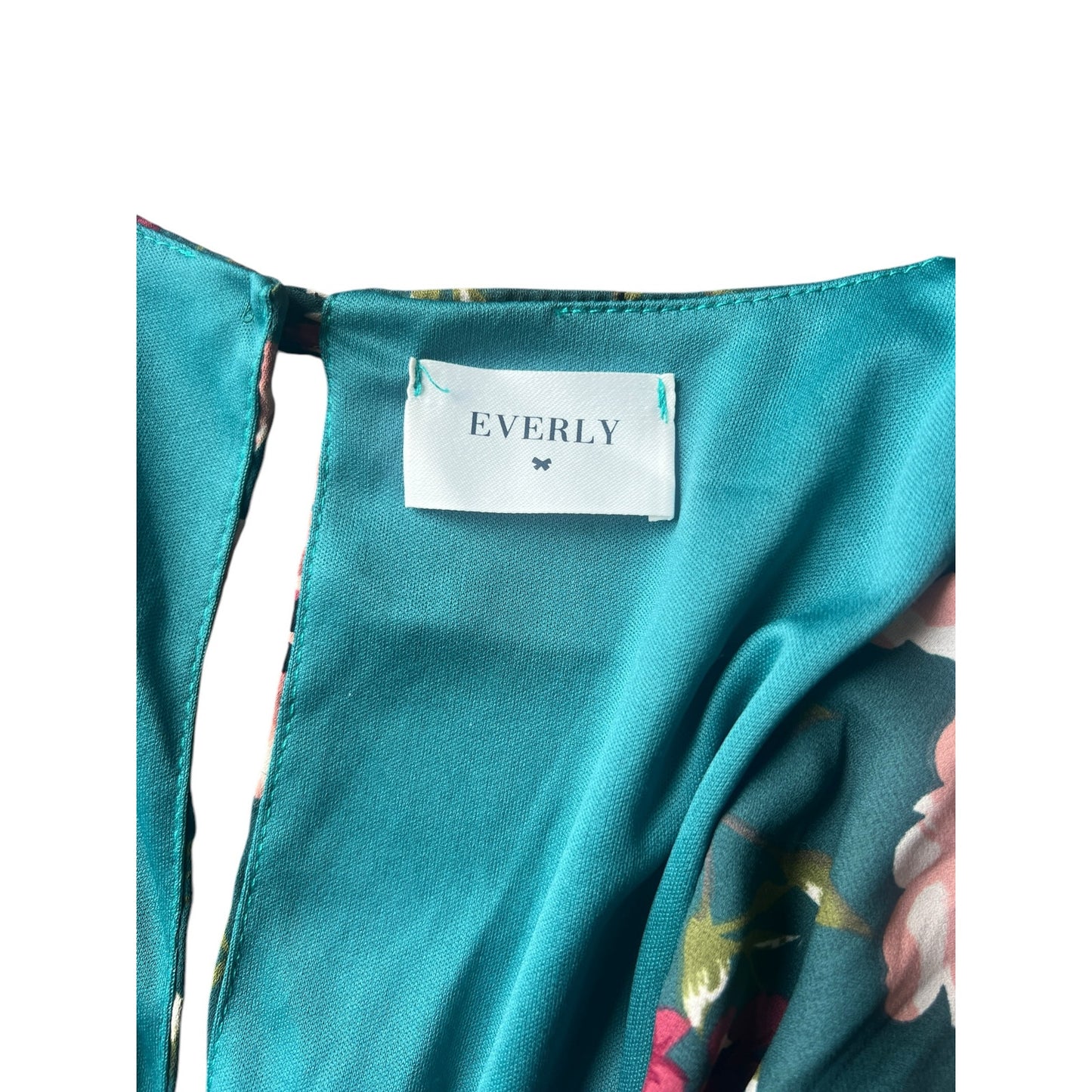 Everly Teal Floral Long Sleeve Romper - Size Small