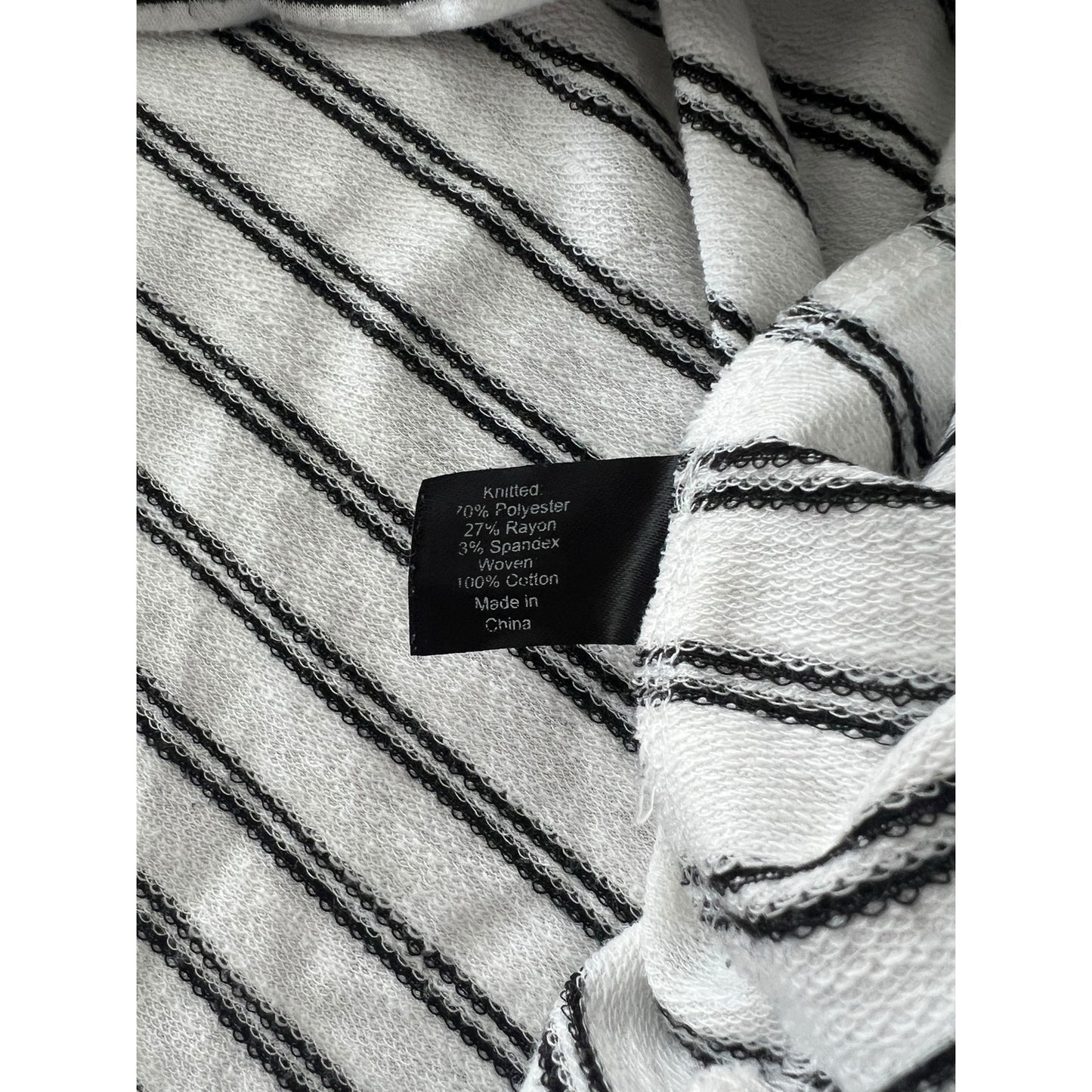 Lane Bryant White Striped Tee with Chambray Ruffle Sleeve