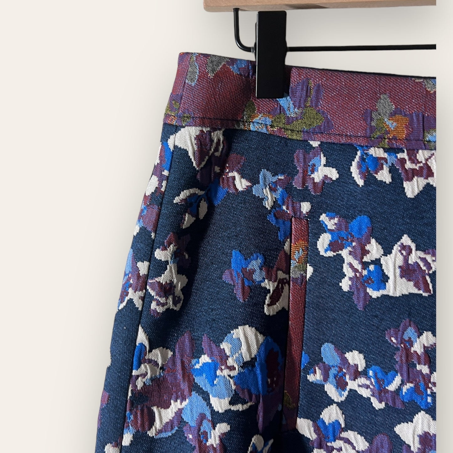 Anthropologie Cardana Maeve Blue Jacquard Floral Pencil Skirt