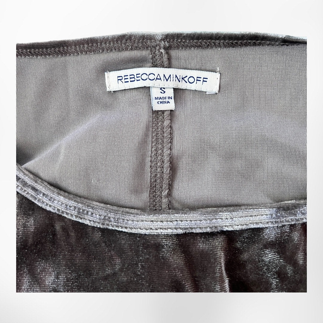 Rebecca Minkoff Alana Gray Crushed Velvet Short Sleeve Top