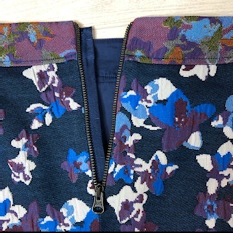 Anthropologie Cardana Maeve Blue Jacquard Floral Pencil Skirt
