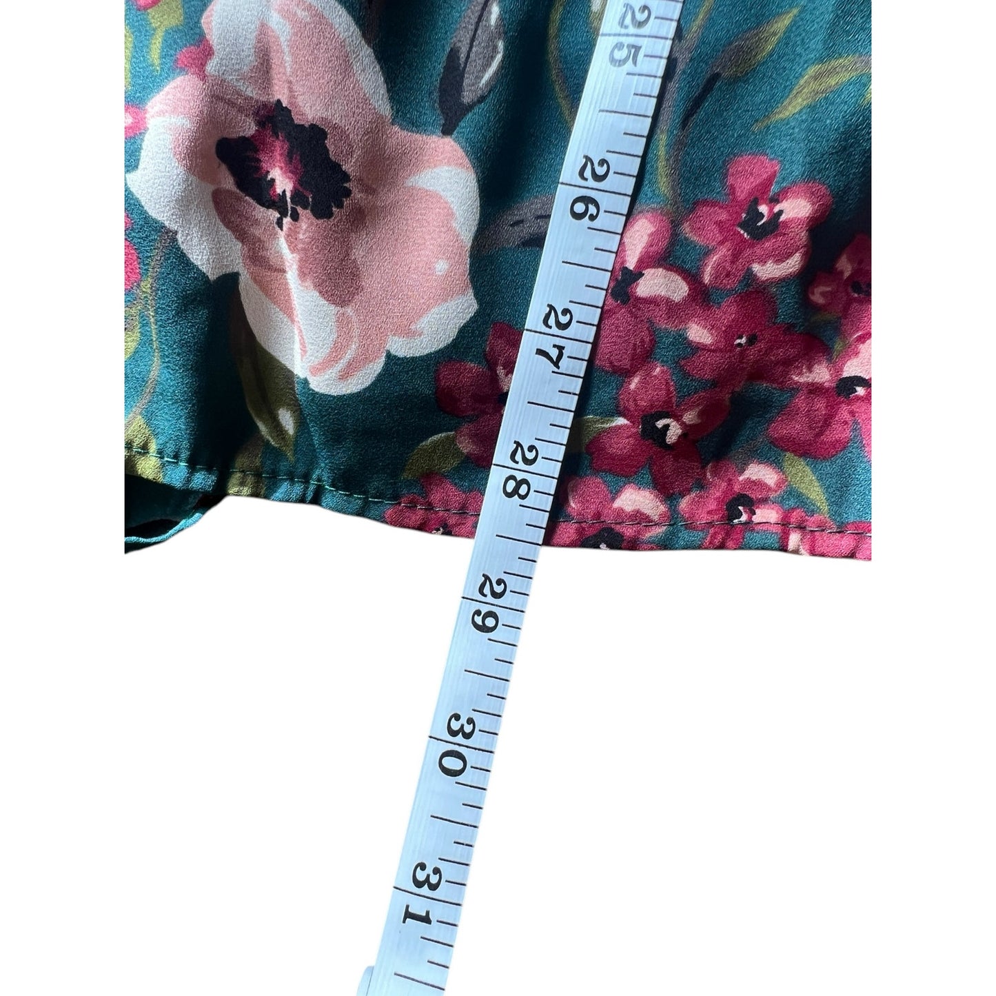 Everly Teal Floral Long Sleeve Romper - Size Small