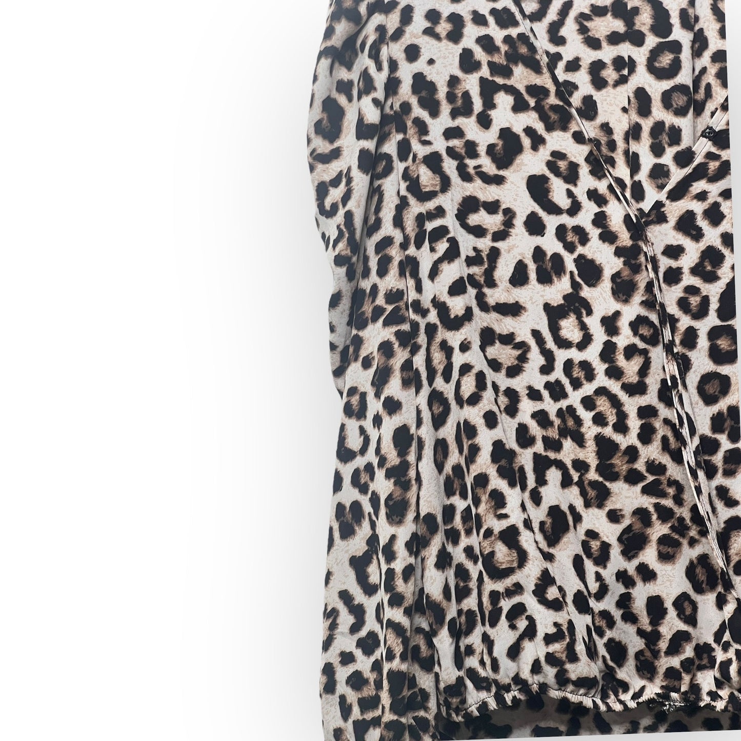 1.State Leopard Print Faux Wrap Surplice Puff Sleeve Blouse