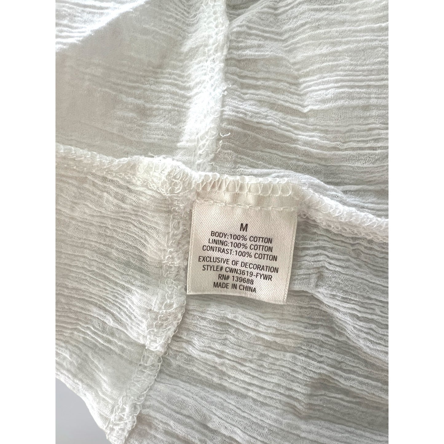Mi Ami White Lace Peplum Cropped Blouse – Size M, 100% Cotton, Boho Style