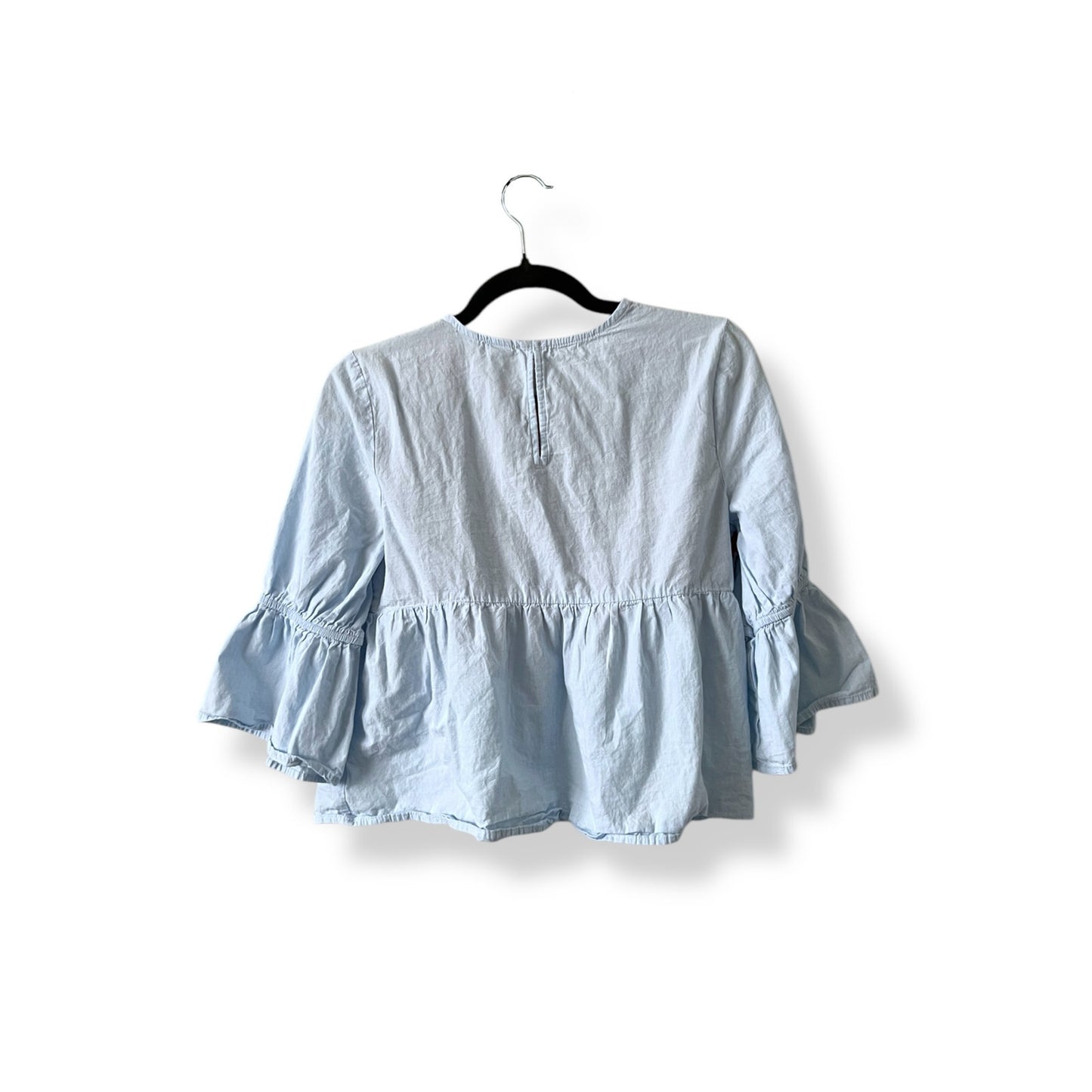 Crown and Ivy Blue Embroidered Popover Top