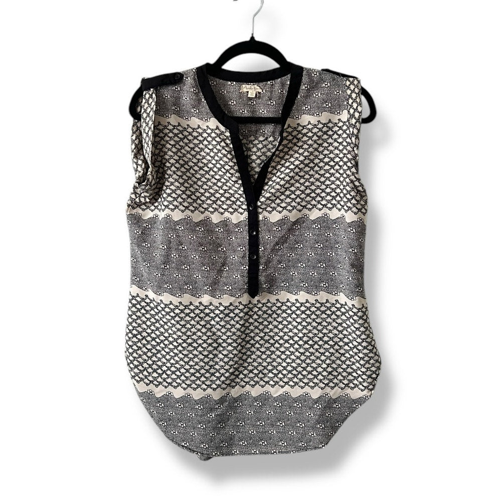 Antillia Femme Beige and Black Lace Print Tank Top