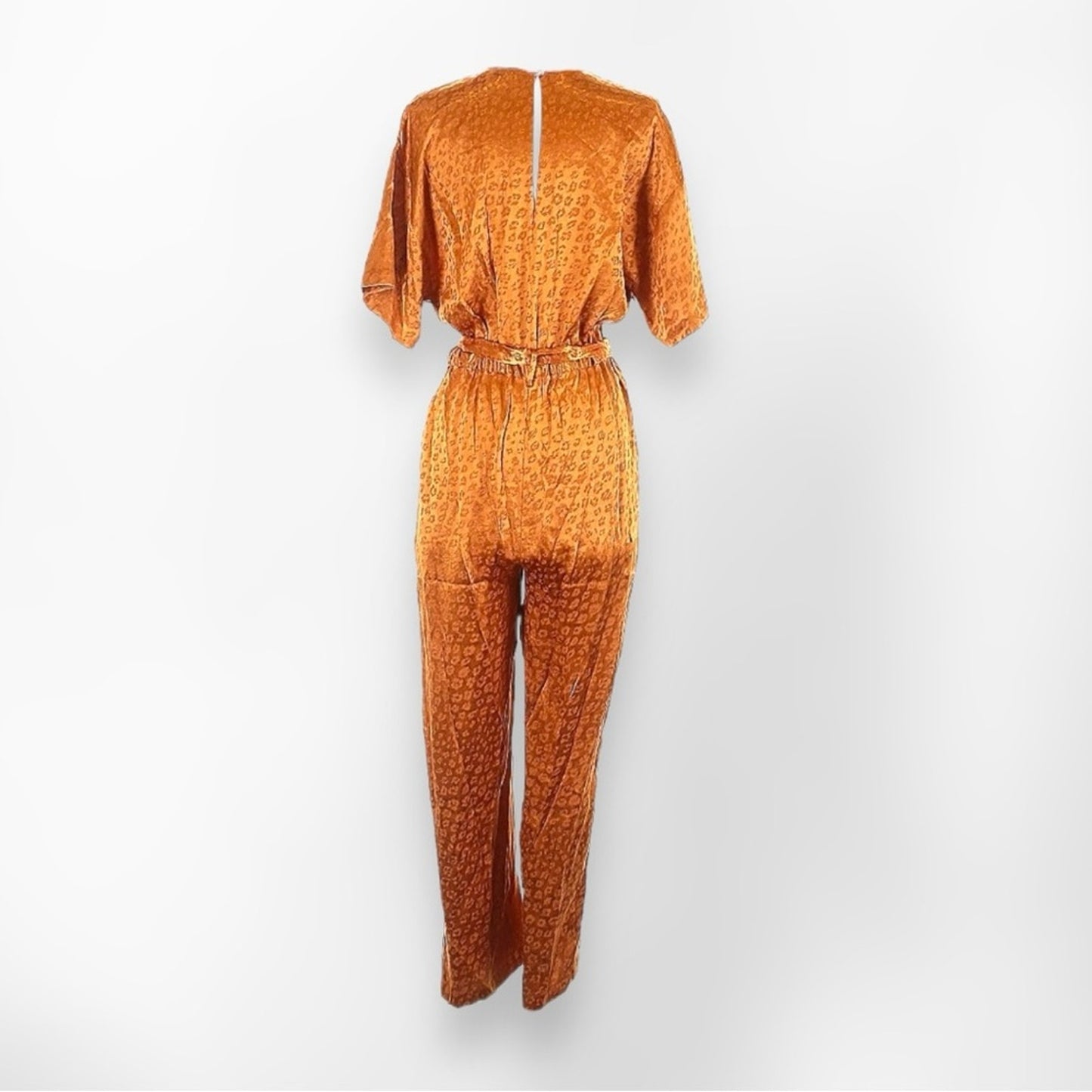 Joie Revolve Copper Animal Print Satin Jumpsuit Size S