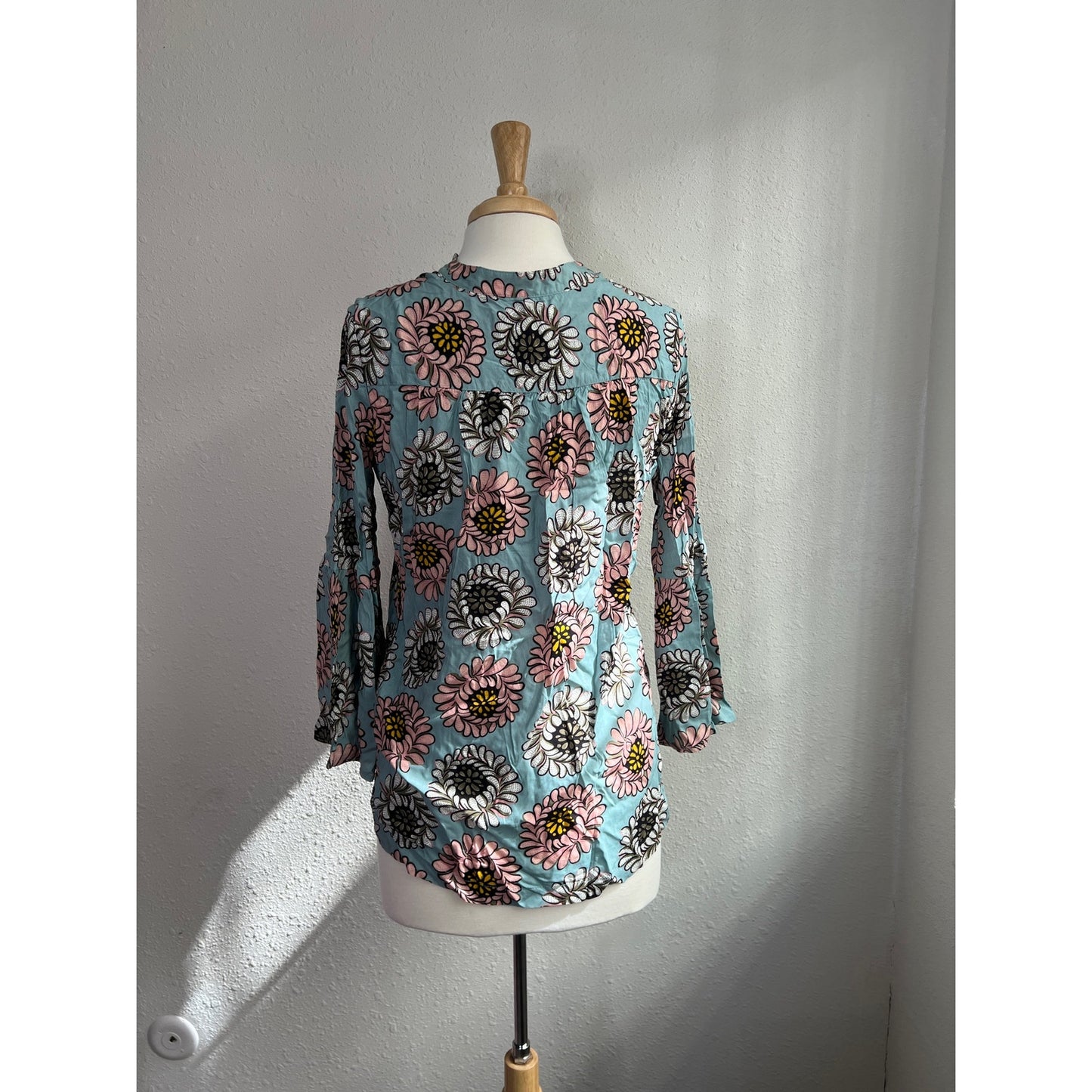 Loft Outlet Teal Floral Popover Top