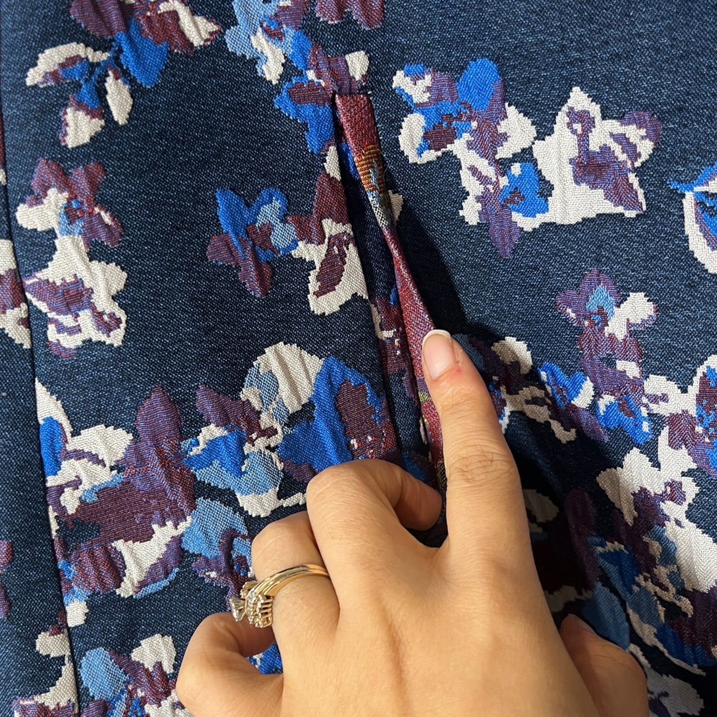 Anthropologie Cardana Maeve Blue Jacquard Floral Pencil Skirt