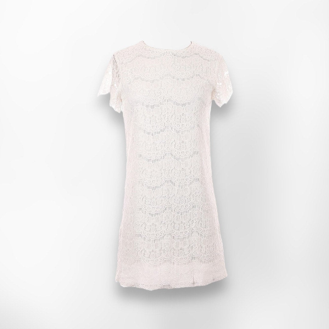 Take Me to Brunch Ivory Lace Shift Dress Lulus