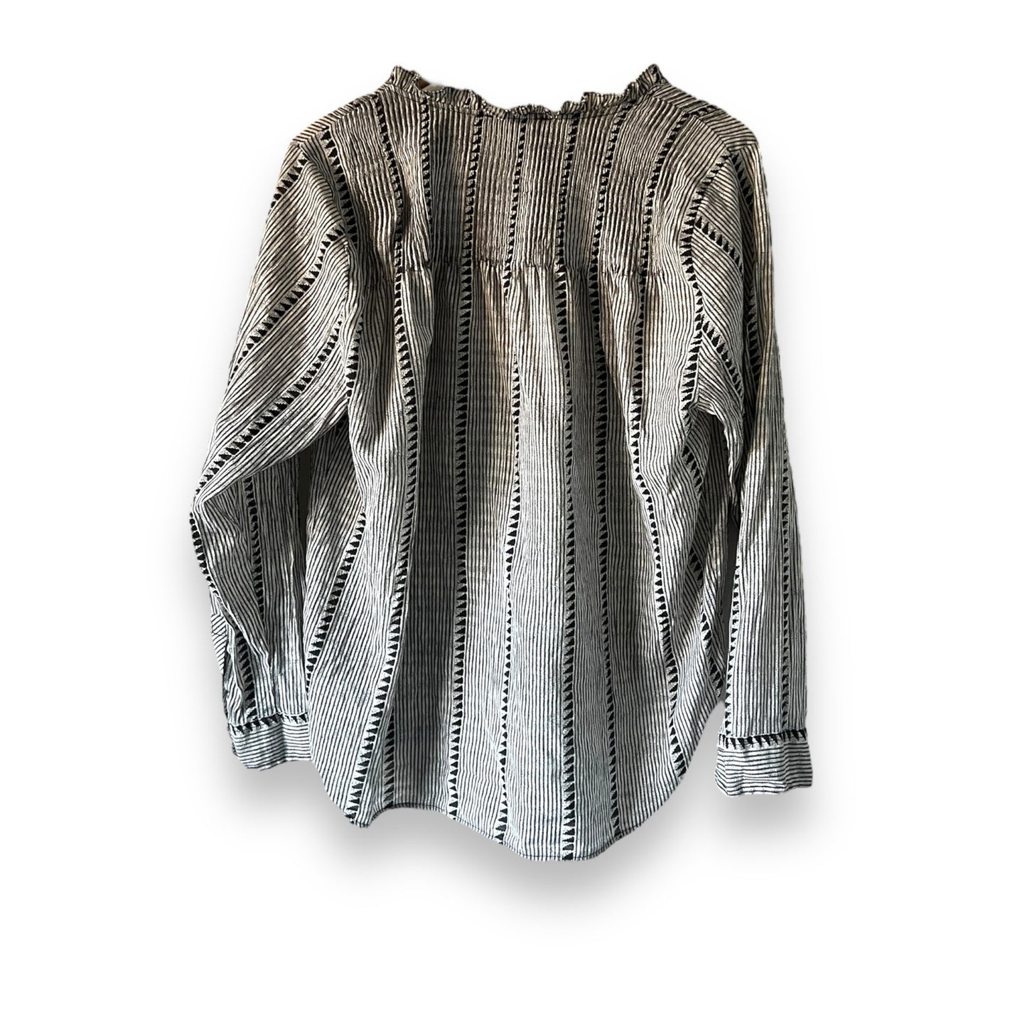 J. Crew Black and White Popover Peasant Blouse