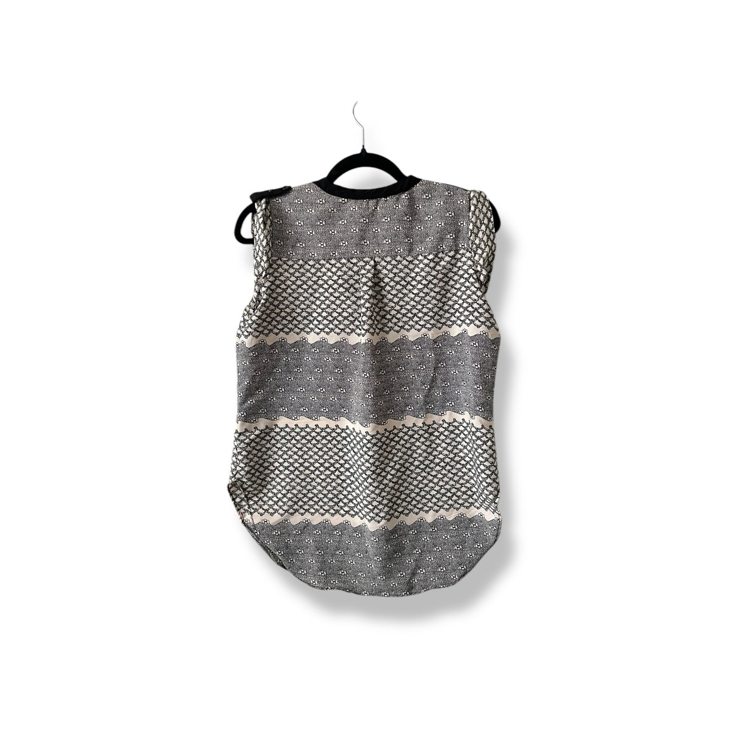 Antillia Femme Beige and Black Lace Print Tank Top