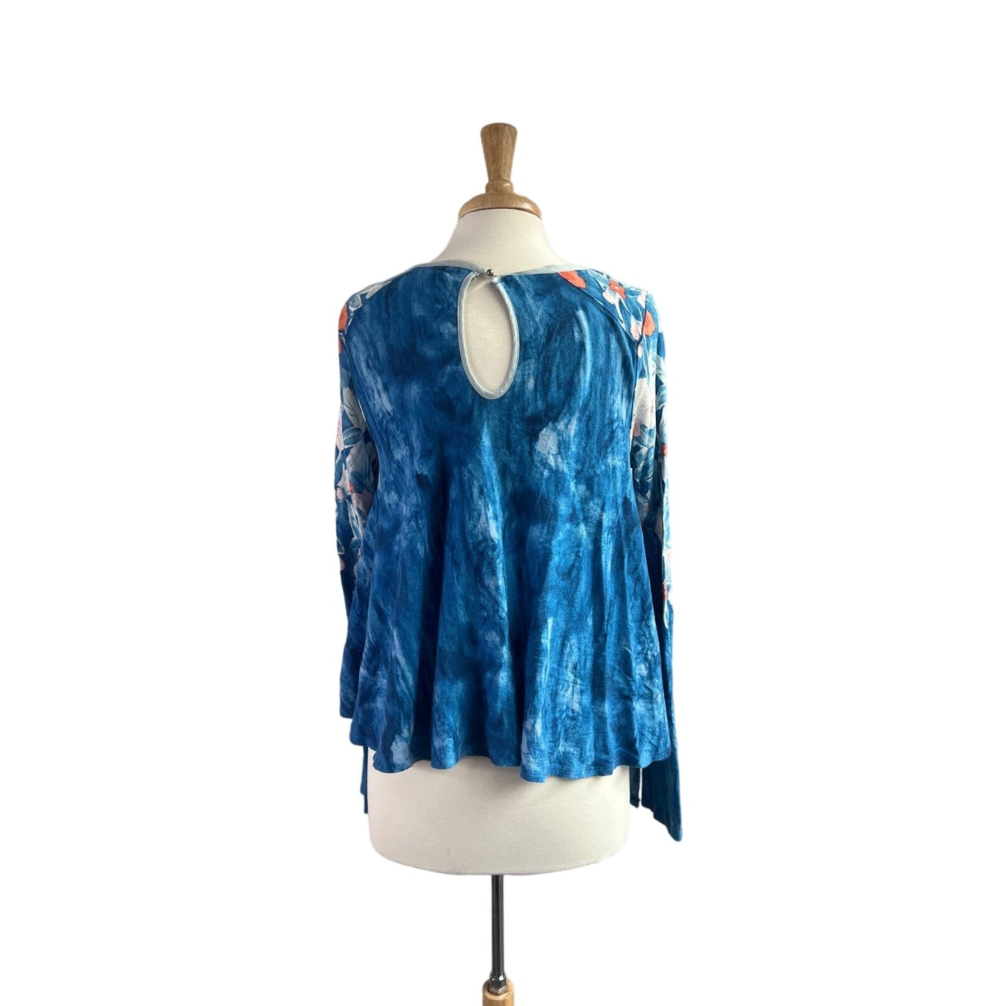 Anthropologie Meadow Rue Blue Watercolor Floral Sweater