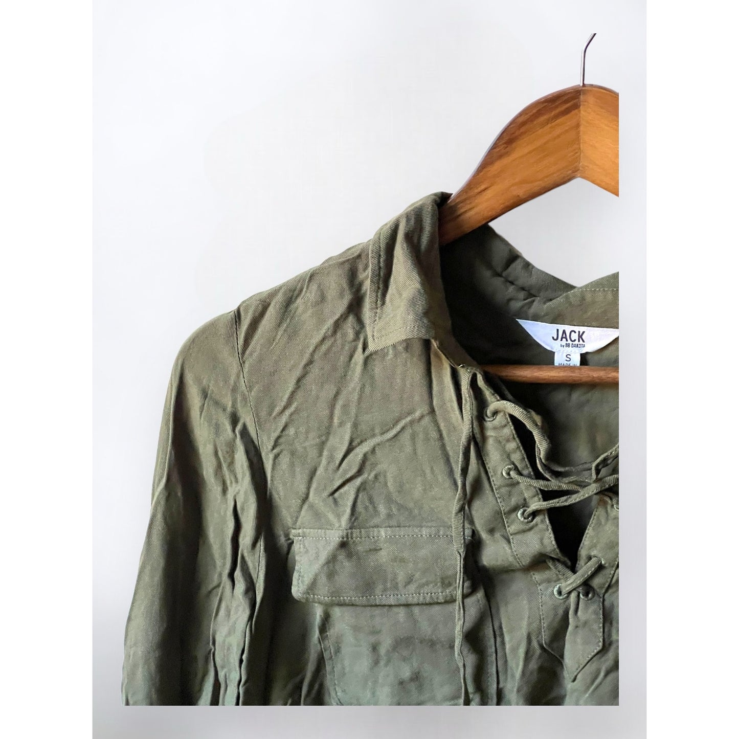 Jack by BB Dakota Olive Green Utility Blouse